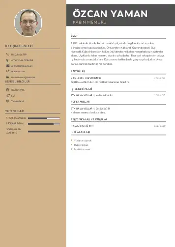 Hostes CV Örnekleri cv indir